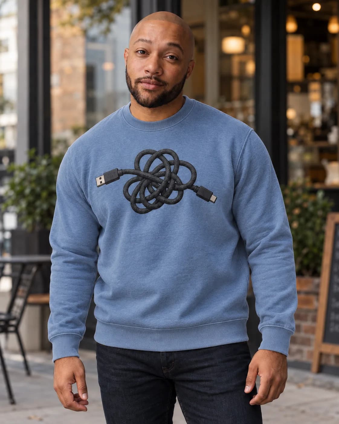 Cable Knot concept shown in Blue Jean